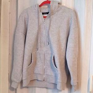 Trendy Queen Gray Sweatshirt Jacket Zip Up